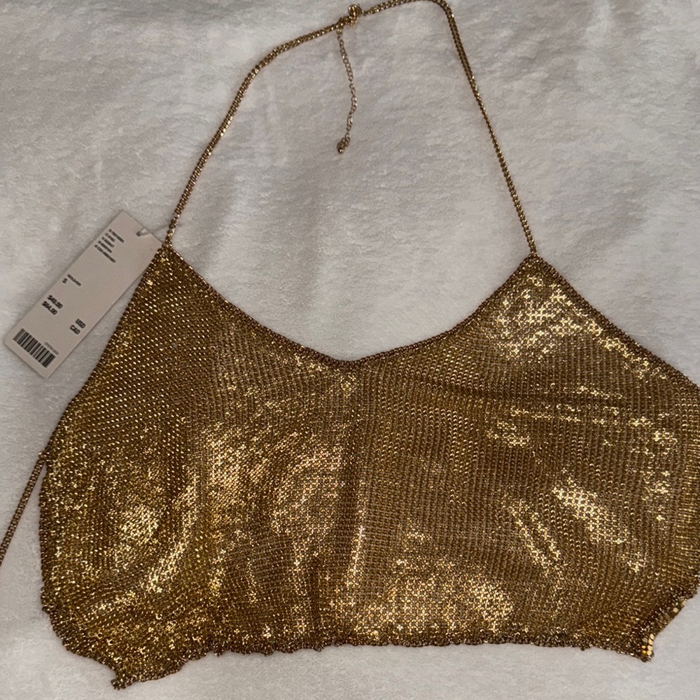 Urban Outfitters Gold Sequin Backless Camisole